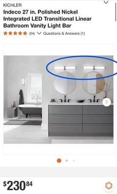 Kichler Indeco 27  Integrated LED Bathroom Vanity Light Bar Polished Nickel