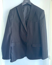 Herren Sakko Schwarz Gr. 50 Wolle Twill Busin...
