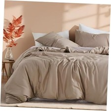 100 Cotton Duvet Cover Queen Size - Comforter Cover with Super Soft King Taupe