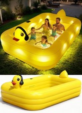 Premium Swimming Pool mit Solarlicht Schwimmbecken 2,5m Gro&szlig; Ente Gelb Garten