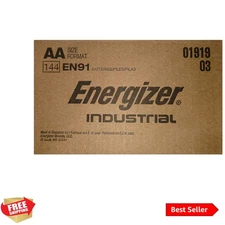 Industrial Alkaline Batteries, AA Box of 144 Batteries - Made in The  or Sing...