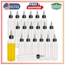 20-Pack 4oz/120ml Plastic Boston Squeeze Bottles with Twist Top Cap