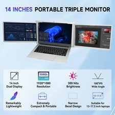14 inch 1080P IPS Laptop Screen Extender Portable Monitor Fits 13-17.3" Laptops