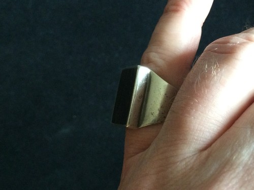 Vintage europäischer 0,800 Sterlingsilber Ebenholz modernistischer minimalistischer Ring Gr. 7 - Bild 6 von 12