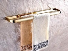Gold Color Brass Square Wall Mounted Bathroom Double Towel Rails Bar Pba842
