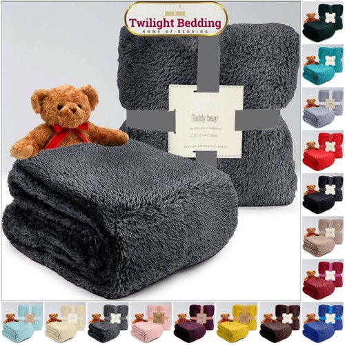 Teddy Bear Fleece Throw Over Bed Large Bedspread Soft Cuddly Warm Sofa
