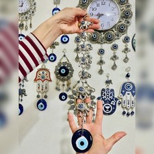 Turkish Nazer Handmade Lucky Elephants Evil Eye Wall Hanging Protection Decor.