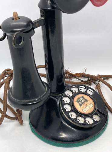 Vintage CANDLESTICK Rotary Telephone 6C1 Transmitter ROCK ISLAND Dial Plate - Picture 6 of 23