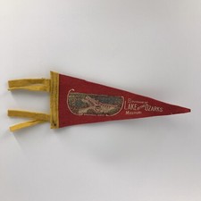 Vintage Lake Of The Ozark's  Souvenir Wool Felt Pennant Flag Bagnell Dam 