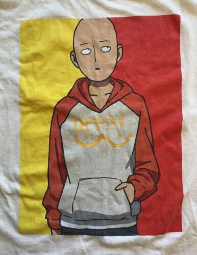 One Punch Man Saitama Anime T-Shirt, White, Size Medium - Picture 1 of 5