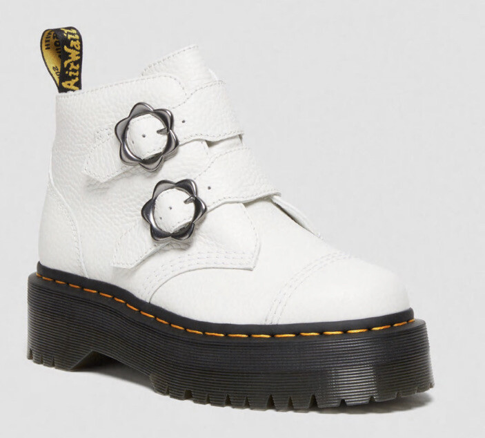Женские кожаные ботинки на платформе с пряжкой Dr Martens Devon Flower 10 долларов США белые НОВЫЕ 200 долларов США 25490₽