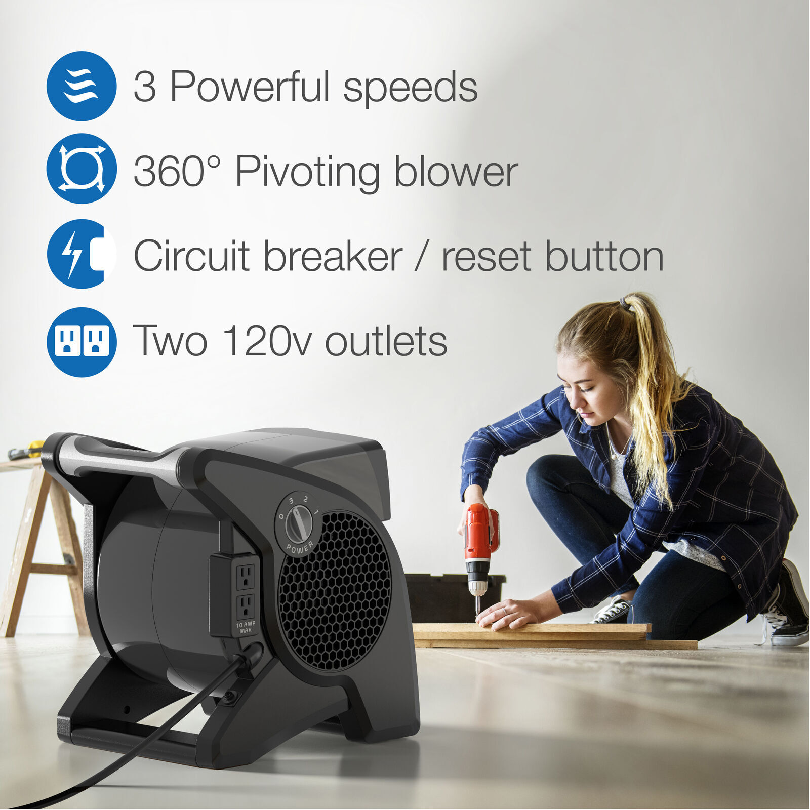 Performance Pivoting Pro High Velocity Utility Blower Fan with 3 Speeds  U15617 | eBay