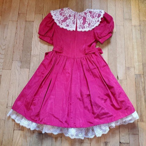 Jessica McClintock Gunne Sax Kids Bubblegum Barbie Pink White Lace Trim Dress - Picture 9 of 14