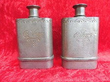 2 sch&ouml;ne, alte Zinn- Flaschen mit Schraubverschluss  ,graviert 1817