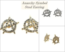 Stone Stud Anarchy Symbol Surgical Steel Post Pierced Stud Earring XE1214