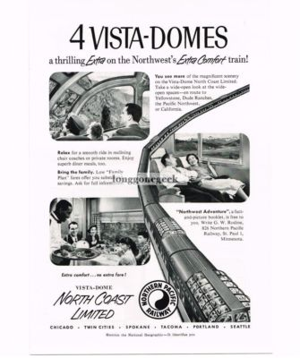 #ad #ad 1955 Northern Pacific RR North Coast Limited Passenger Train Vintage Print Ad $13.95