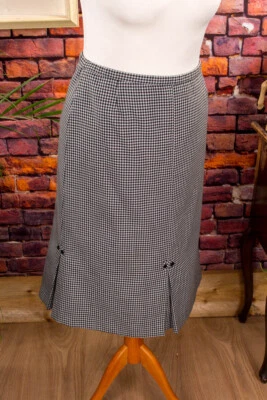 Vintage orig 80er Bleistiftrock schwarz-weiß kariert Wollmix elegant 40 - Bild 1 von 4
