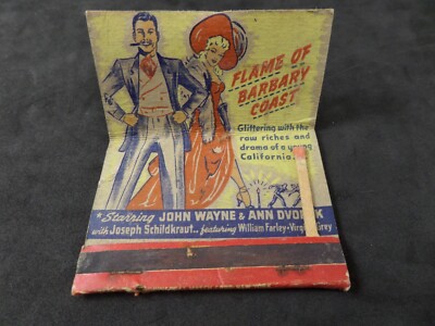 1945 Republic Pictures Matchbook Flame of Barbary Coast John Wayne Ann Dvorak