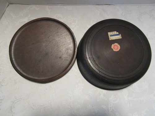 Antica scatola rotonda loto giglio intagliata a mano tartaruga e lumaca sul coperchio Giappone 1900 9" W - Foto 8 di 12