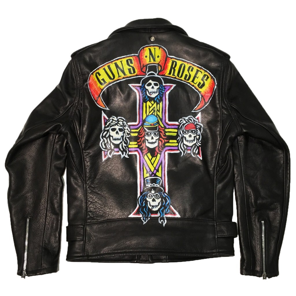 hide　guns n' roses llica New GUNS N ROSES BLACK LEATHER JACKET - AXL ROSE - PARADISE