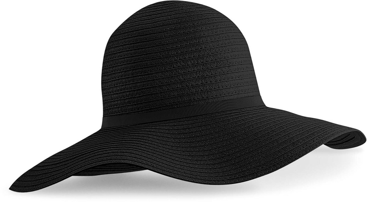 Cappello Da Sole Donna Tesa Larga 14cm, In Paglia Morbida, Nero, Pieghevole Per Viaggi E Spiaggia - 2