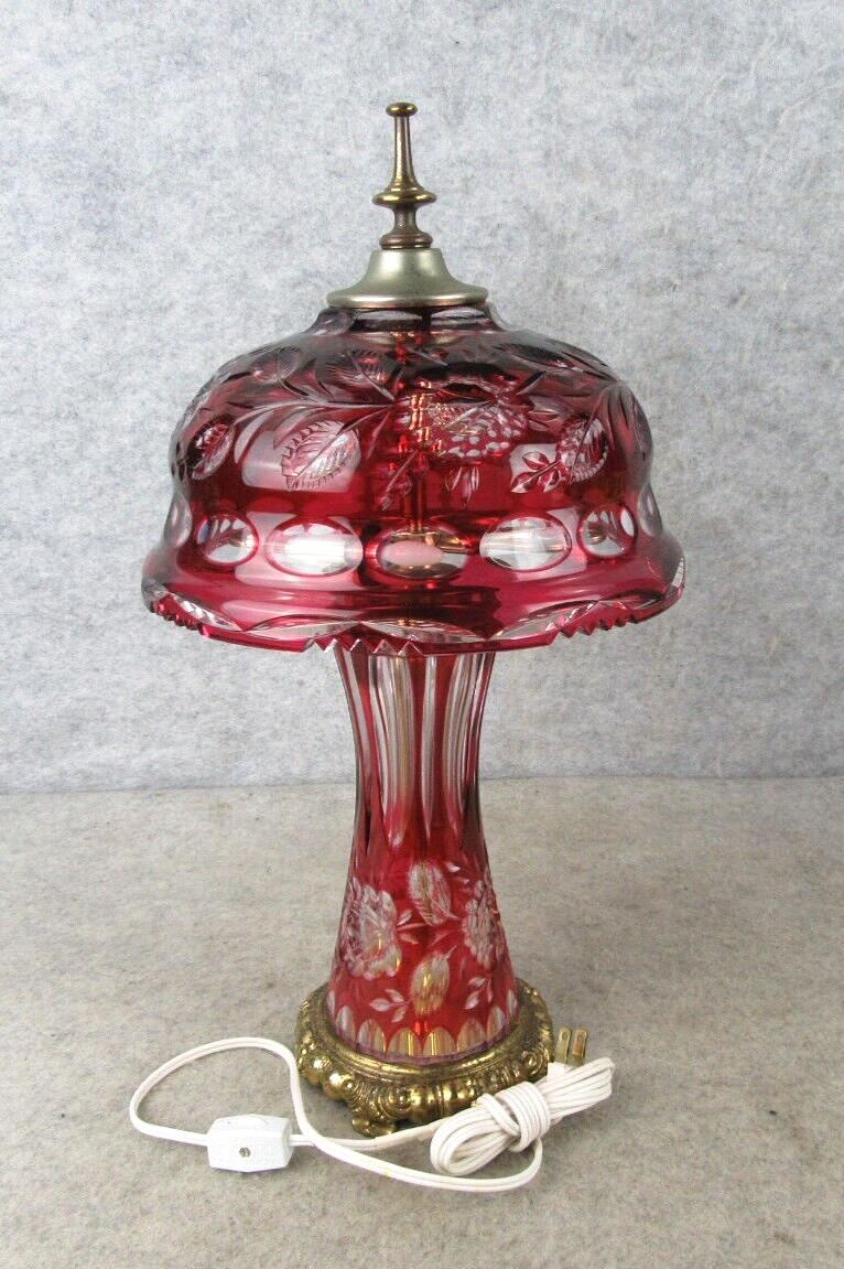 Vintage Ruby Cut to Clear Glass Germany Dresden by Peck Crystal