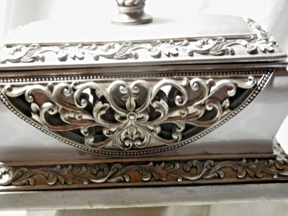 D'Lusso Кашмир большой ювелирных изделий безделушки груди коробка серебро белый новый 10 «Hx12» Lx7» W - Изображение 4 из 4