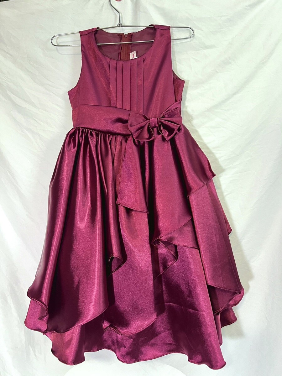 Good Girl USA Burgundy Satin Bow Party Flower Girl Dress 8 Layers Maroon  Purple | eBay