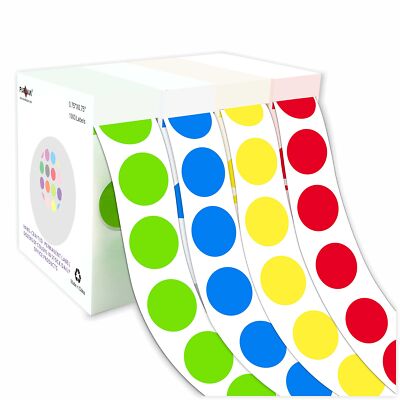 4 Rolls 4000PCS 3/4'' Round Circle Color-Code Dot Stickers,4 Color Style Color...