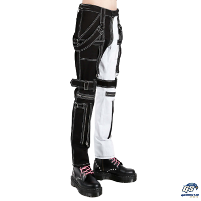 Split-Leg Black/White Para Pant Punk Rock Dead Threads Split-Leg Black/White Para Pant Punk Rock Dead Threads