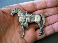 Beautifully Crafted Southwestern Style Sterlin Silver Intricate Horse Brooch Pin