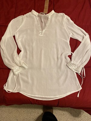 NEW Marks&Spencer Long Sleeve Blouse Tunic Medium Soft White