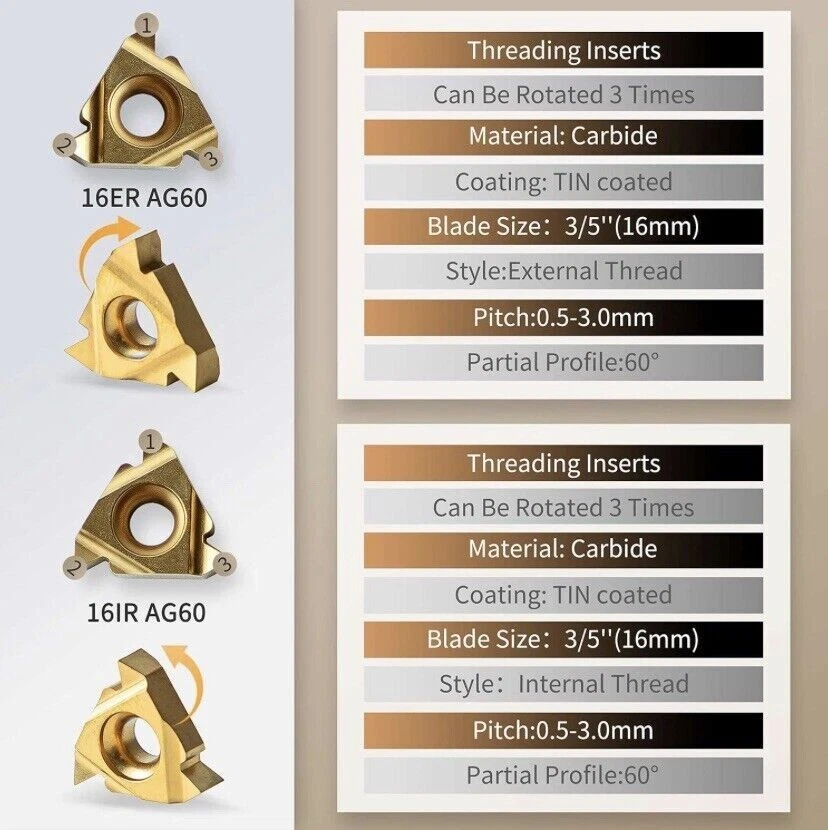 SNR0013M16+SNL0013M16 Internal Threading Tool Holder +10PC 16ER 16IR AG60 insert - Image 3 of 4