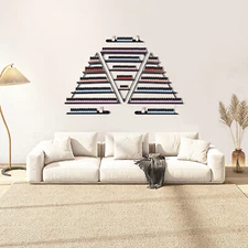 5 Tiers Metal Triangle Nail Polish Display Racks Black Wall-Mounting Shelf Kit