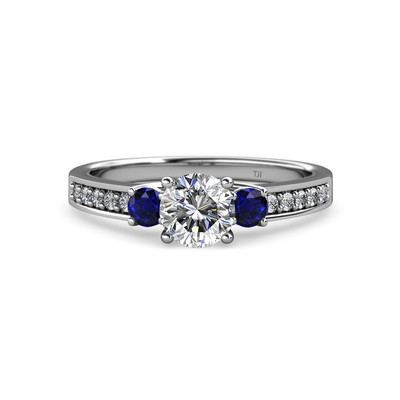 ビリヤード Blue Diamono Men's Square-Cut Blue Lab-Created Sapphire & Diamond Ring 1