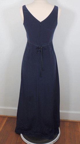 Beth Bowley Womens 6 Silk Slip Dress V Neck Sexy Gown Deep Blue Maxi Sleeveless - Picture 5 of 7