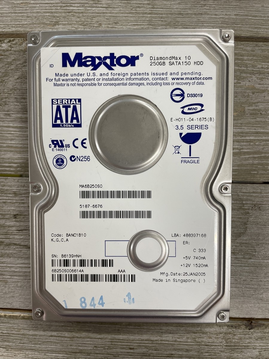 Maxtor DiamondMax 10 250GB 7.2K SATA Hard Drive 6B250S0 | eBay