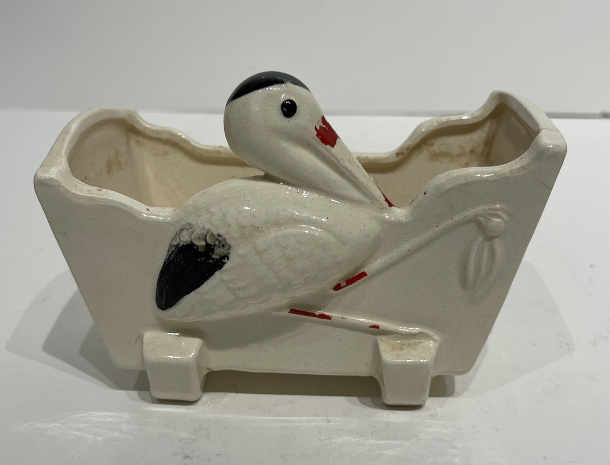 Vintage 1940's-50's Stork Ceramic Footed Planter - Occupied Japan