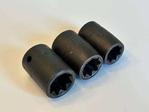 Armstrong USA 3pc SAE 8 Point Double Square Impact Socket Set Lot 1/2, 9/16, 5/8
