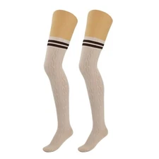 1 Pair Over Knee Thigh High Knitted Socks for Women Warm Stocking Long Boot Sock