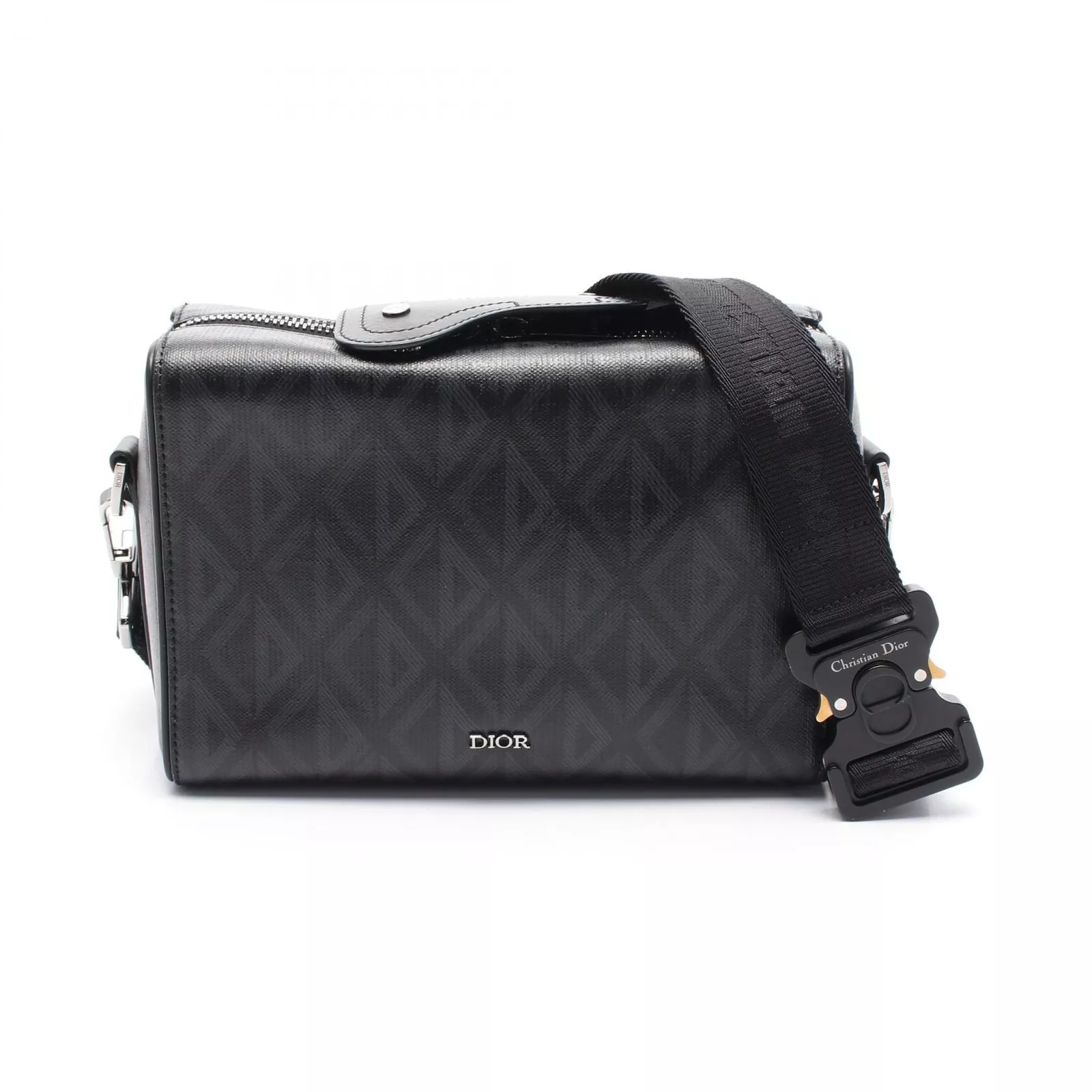Sac bandoulière Christian Dior Lingot 22 CD diamant bandoulière toile cuir noir