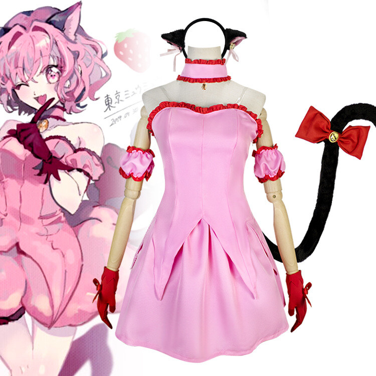 バニー Tokyo Mew Mew New Momomiya Ichigo Cosplay Costume Full Set Outfits