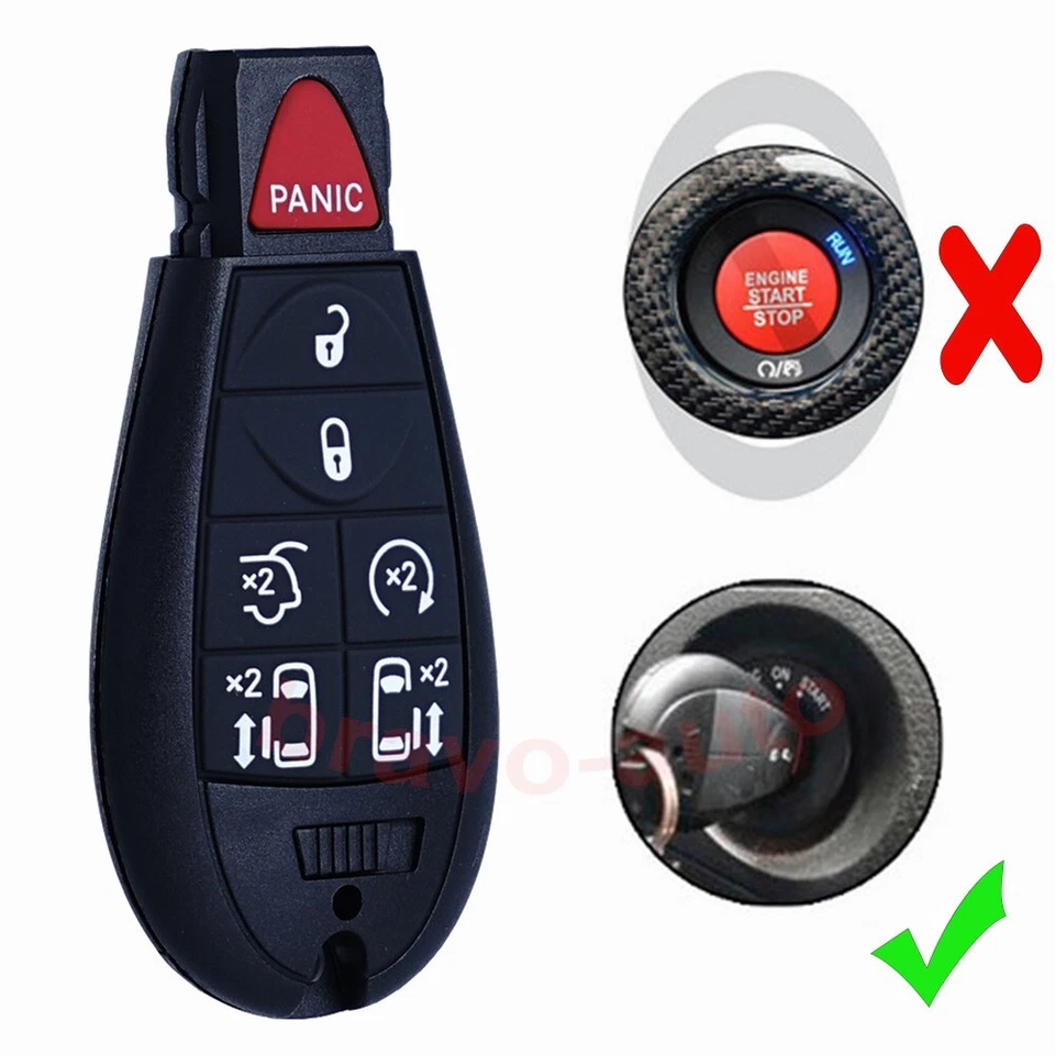 2 Llaveros remotos para auto Dodge Grand Caravan Chrysler Town&Country 2008-2020 Foto 2 de 4