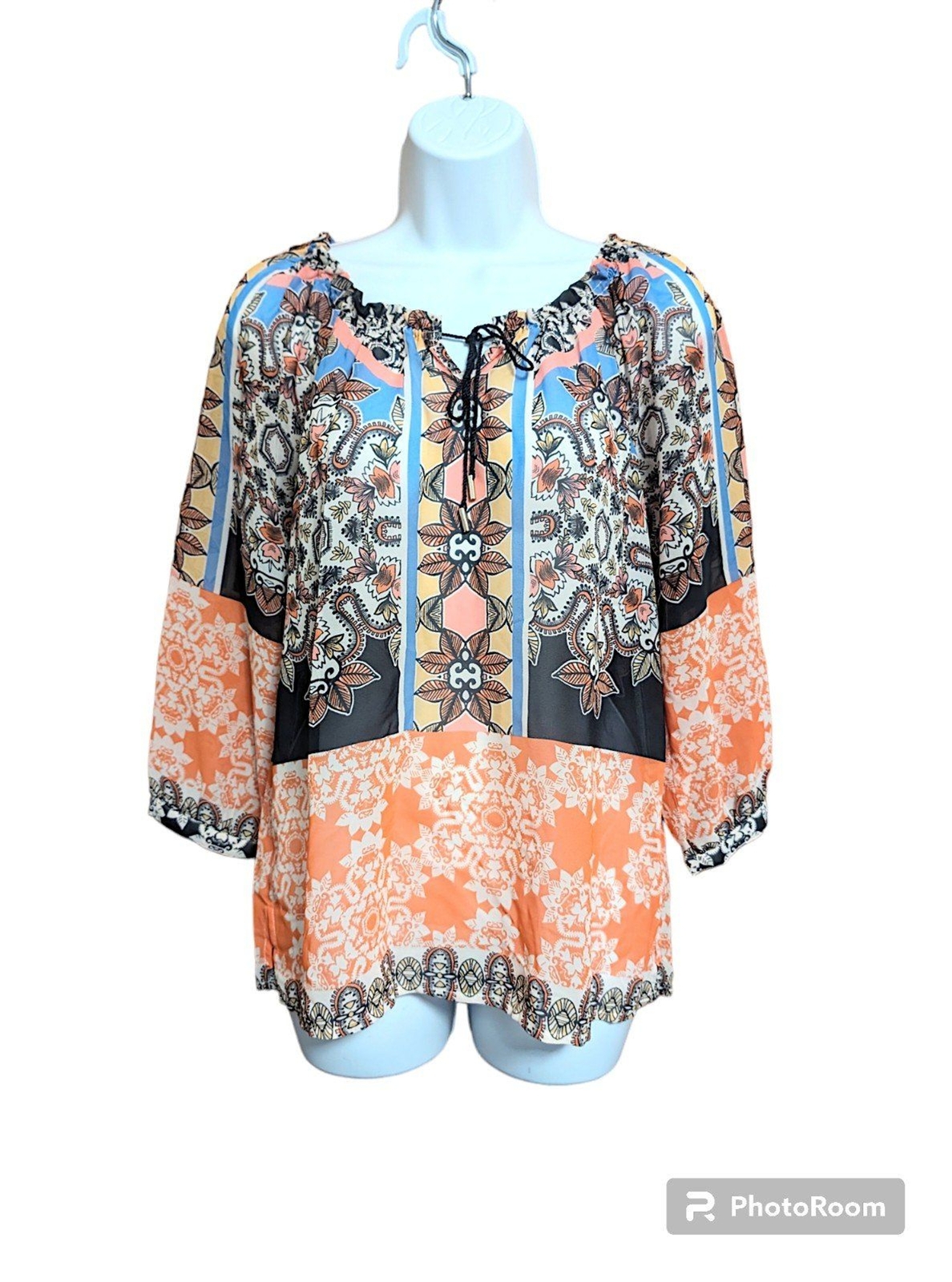 Democracy boho patterned tunic blouse - image 1