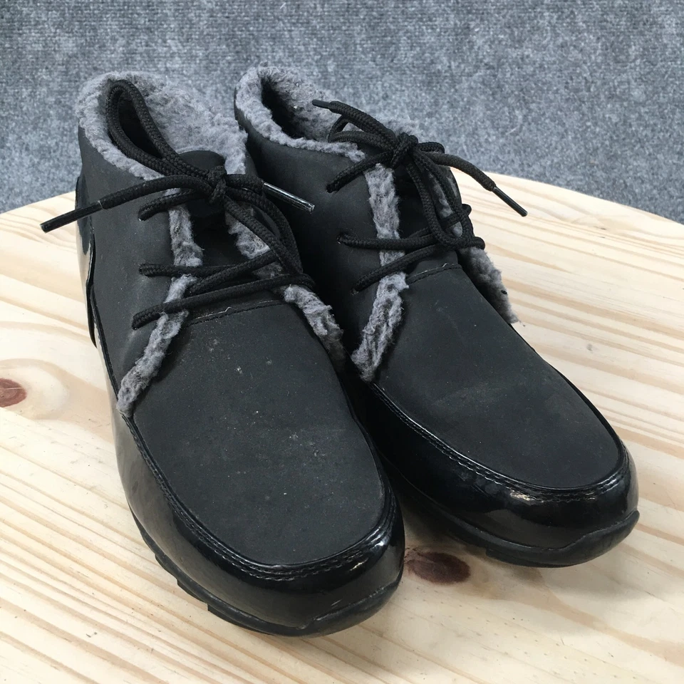 Totes Boots Womens 8 M Ankle Rain 120337 Black Faux Leather Faux Fur Waterproof - Image 3 of 4