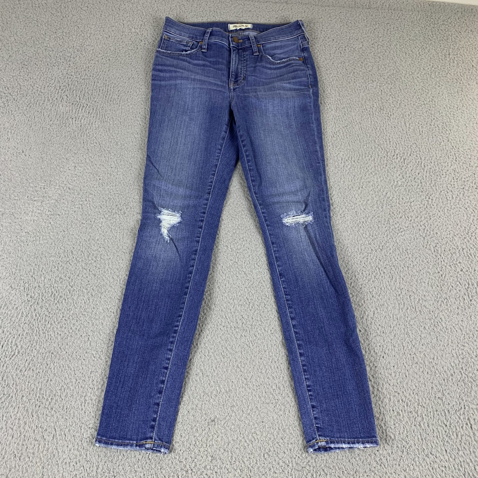 Madewell Skinny Jeans Womens 26 Blue Denim Cotton Mid-Rise Distressed 5-Pockets-image