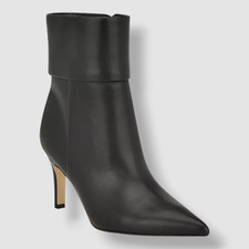 Nine West Women's Black Gemms Fold Over Cuff Dress Booties Shoe Size 9M