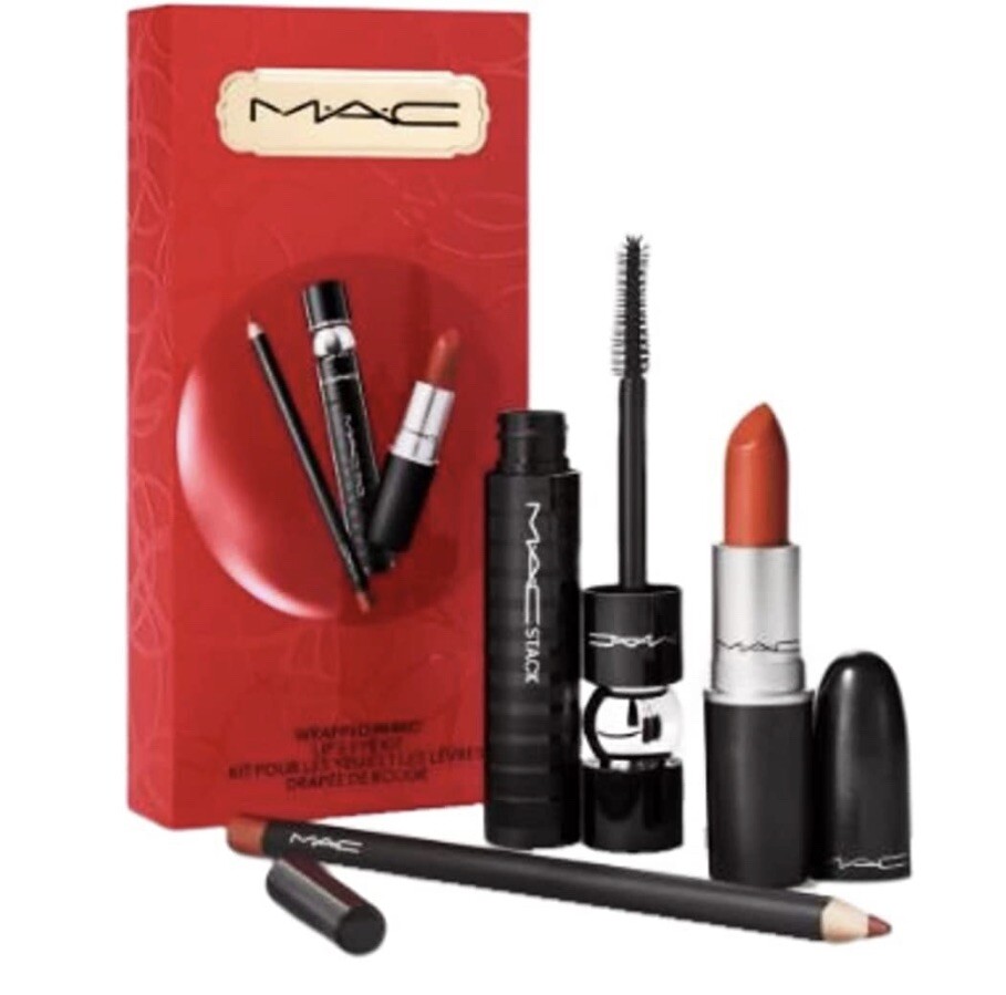 新品ＭＡＣコスメセットkeepsakes red lip MAC Wrapped In Red Lip And Eye Kit Holiday Set 3PCS - Brand