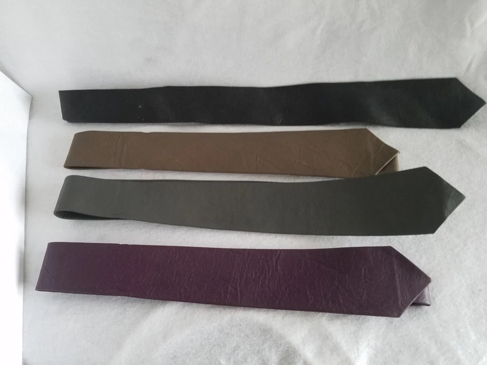 Corbata delgada de cuero genuino varios colores de colección años 80 42" nueva corbata talla niño Foto 2 de 4