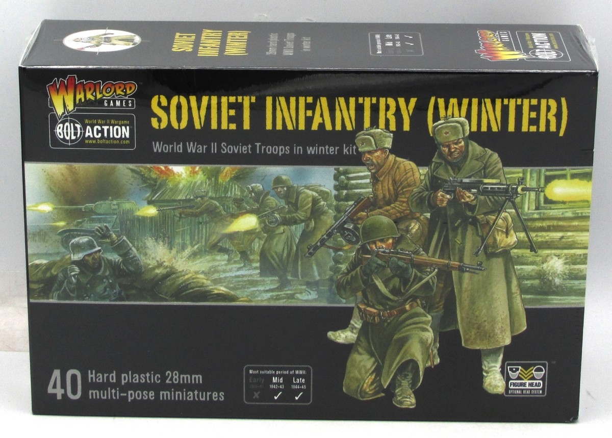Warlord Games – Infanterie Soviétique Hiver – 40 Figurines 25 Mm, Non Peintes, WW2